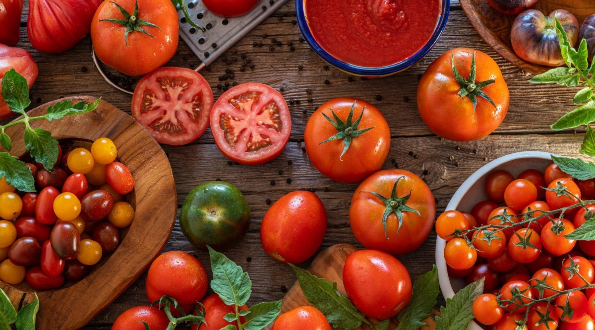 Tomates fraiches du jardin ete