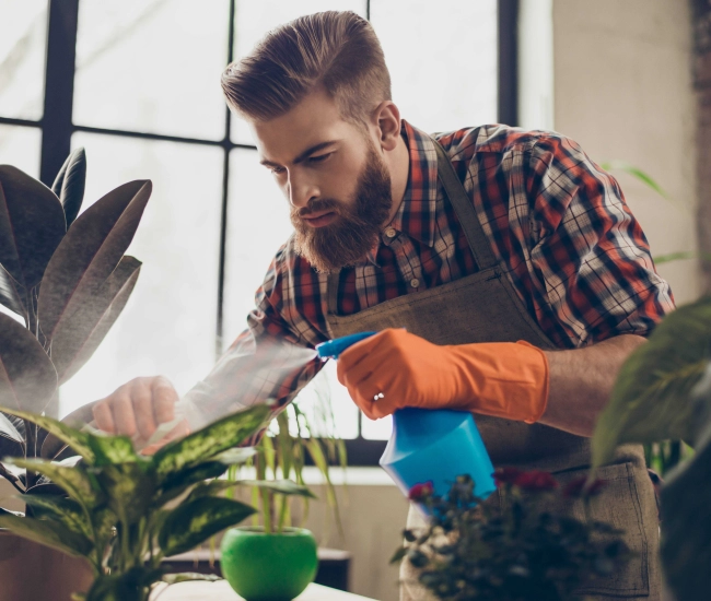 Personne entretien plante